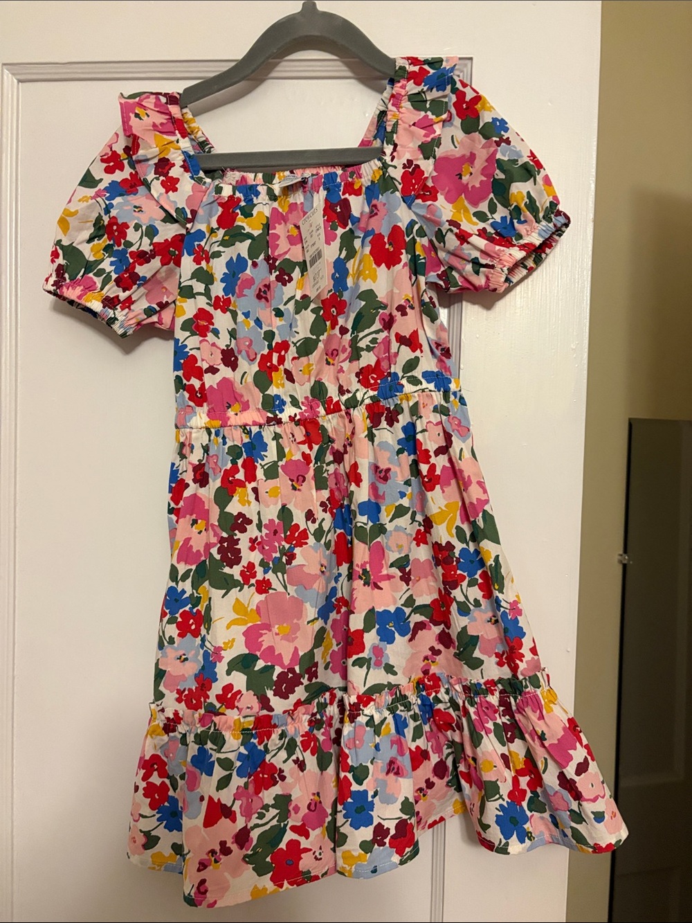 Crewcuts Pink Multicolor Floral Puff-Sleeve Dress
